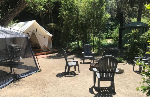 Three Rivers RV Rental | 12x14 Cabin Tent. camping with a little luxury.