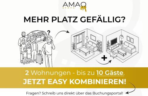 Elgersweier Apartment | AMAO Indigo - Rollstuhlgerechte Suite - 62 qm - Balkon & Tiefgarage - Aufzug - Nähe Messe - bis 10 Pers 2Whg