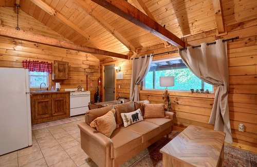 South Bloomingville Cabin | Bearadise Cove: Pet friendly + private couples cabin w/hot tub in Hocking Hills