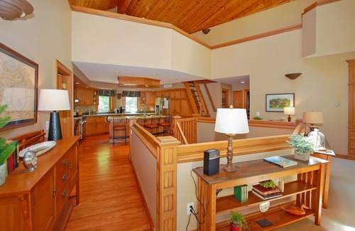 Empire House | Beautiful home on Little Glen Lake with a pool table, dock, fireplace, AC
