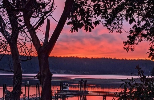 Marrowstone Cabin | Bed and a twin bed, bedroom individual, entrance and exit to private beach