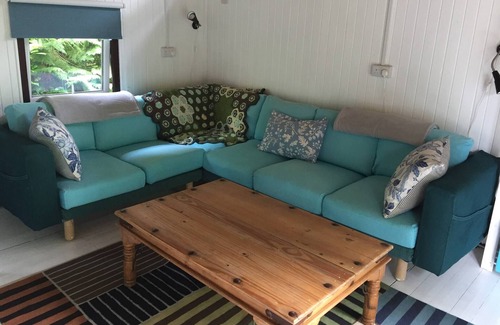 Cenarth House | Caban Bach - The Little Cabin. Cosy cabin with huge sunny deck.