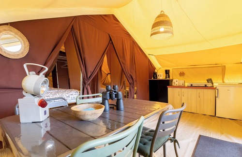 Clohars-Fouesnant RV Rental | Caravan 'Tente Lodge Calme, Nature, Piscine' with Shared Pool and Shared Garden