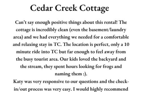 Greilickville House | Cedar Creek Cottage Close to Downtown Traverse City Beaches and the TART Trail