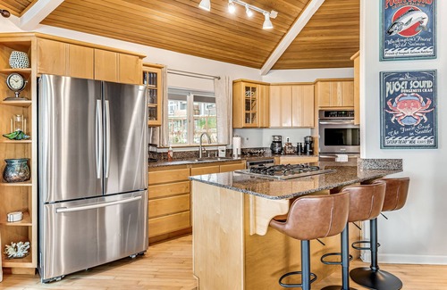 Blaine House | Charming home with amazing ocean views, fireplace, double oven, and washer/dryer