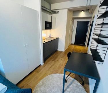 København NV Apartment | Copenhagen Studio Double Bed and Kitchen