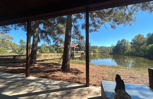 Canton Cabin | Cozy 2-Story Cabin on Pond with Dock on a Spacious Homestead Retreat