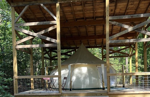 Landrum RV Rental | Cozy belle tent On private 32 acre farm 1 mile to downtown Landrum