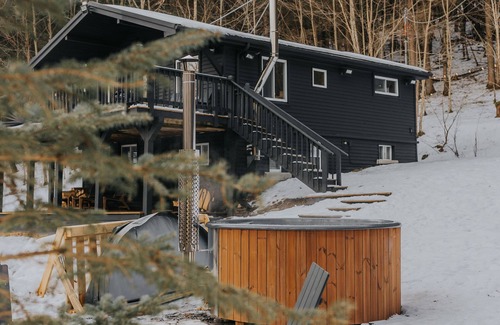 Arkville Ski Chalet | Cozy & Modern Catskills Cabin on 4 Acres with Wood Fired Hot Tub and Firepit