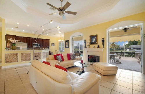 Caloosahatchee Villa | Direct Gulf access, Pool, Grill, Pool Bar, Western Exposure, TV,