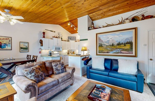 Whitefish Condo | Dog-friendly condo with lake views, private balcony, hot tub, & pool