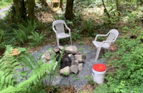 Ashford Cabin | Experience a custom built tiny home cabin near Mt Rainier National Park. It sleeps up to three! Firepit, access to shared hot tub, walking distance to Copper Creek Restaurant