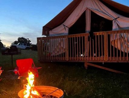 Logan Other | Fantastic Secluded Tented Cabin with Fire Pit in Logan, Ohio
