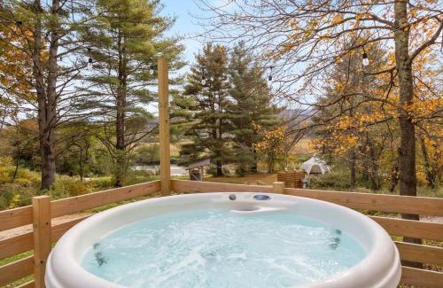 Johnson House | Haven Tiny House w hot tub on river near Stowe