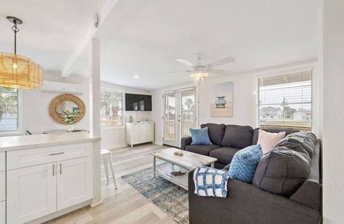 Galveston House | Home with fire pit, large deck, game room and close to the beach