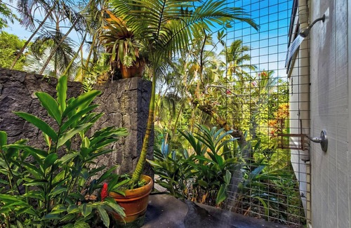 Kapoho House | Hot tub, jungle house, walk to Kehena Beach amazing lush views
