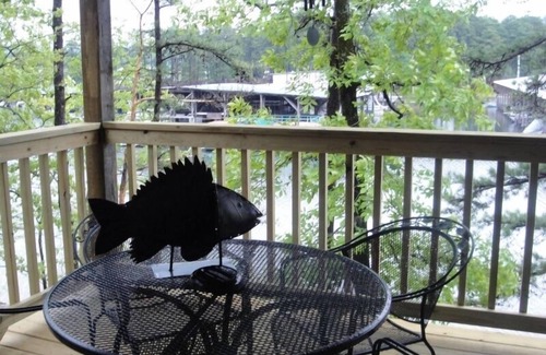 Mount Ida Cottage | Lake view two bedroom, two bath log-sided cottage with private hot tub overlooking Lake Ouachita. by RedAwning
