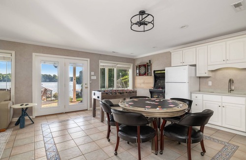 Barium Springs House | Lakefront w/private dock, hot tub, game room, boat house hangout