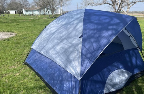 Waco RV Rental | Large Campsite w/6-person Tent on Peaceful Mini-Farm F3