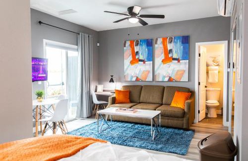University Heights Apartment | Large-studio-balcony-desk-ac-full-kitchen