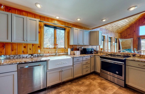 Harrison House | Lovely home on Crystal Lake with private dock, lake views, deck, & grill