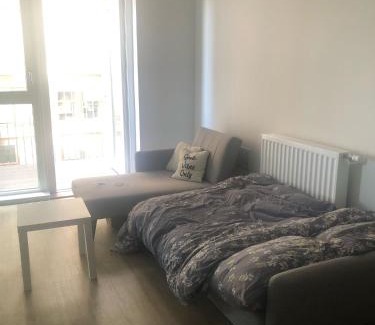 Royal Docks House | Luxury Double Room featuring comfortable sofa bed to sleep on, private balcony, and exclusive access to rooftop and garden in welcoming shared flat with host