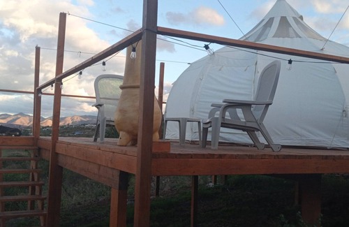 Cabo Punta Banda RV Rental | Luxury Stargazing Glamping, private deck, eco bath. Pets welcome.