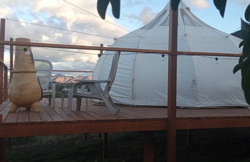 Cabo Punta Banda RV Rental | Luxury Stargazing Glamping, private deck, eco bath. Pets welcome.
