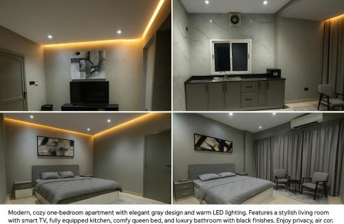 Al Koudh Apartment | Modern Cozy Apartment with Elegant Gray Design & Smart Lighting