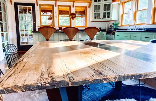 Morrisville House | Modern Post & Beam near Stowe Village with Mountain Views and Private Waterfall