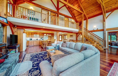 Ludlow House | Mountain-view house with hot tub, AC & amazing views, near Okemo Resort & skiing