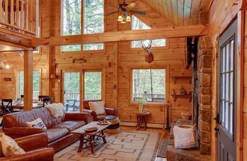 Bethel House | Newly Built Bethel Log Cabin with Deck, Near Skiing!