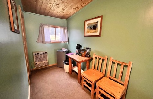 Cooke City-Silver Gate Apartment | Newly Remodeled Motel Room with 1 Queen Bed, Bathroom with shower. Mini Fridge, Coffee Maker. Situated close to the General Store in Silver Gate, MT