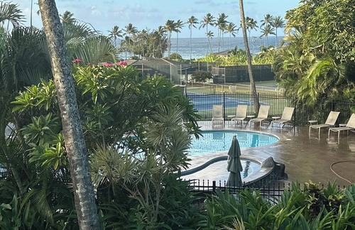 Bayview Condo | Ocean view 1-bedroom condo with pools, spa, walk to Poipu Beach and restaurants