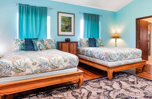 Keaau House | Oceanfront home with private hot tub, wraparound deck, ocean views, W/D & lanai