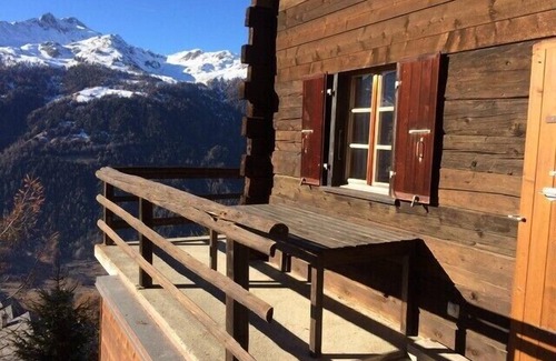 St. Luc Ski Chalet | Outside : chalet for 7 persons in the heights of St-Luc , terrace with garden furniture -Interior :