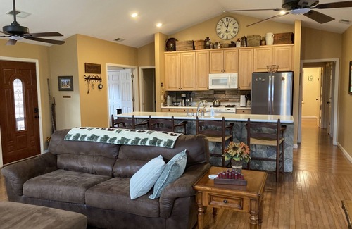 Ogle Meadows Cabin | Peaceful mountain living! Backyard creek, hot tub, fire pit with mountain views