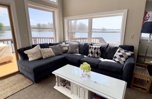 Winthrop Ski Chalet | Private waterfront with stunning views, wrap around deck, and a dock for boating