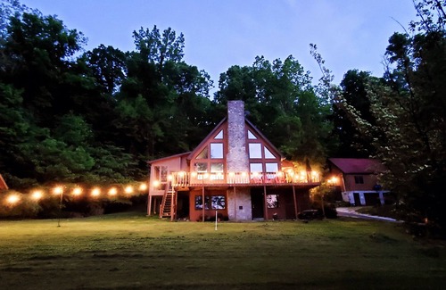 Irvine House | Relax & Recharge A Frame Retreat firepit hot tub sauna gym fishing forest escape