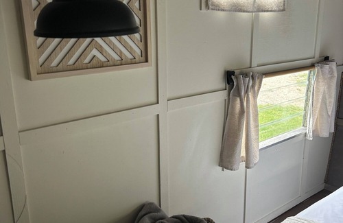 Lava Hot Springs House | Retro Camper king size bed