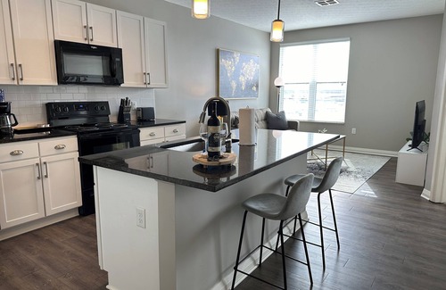 Downtown Columbus Apartment | River View Flat | Free Parking | Walk-In Shower!