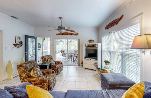 Bell House | Riverfront home with screened porch, shared dock