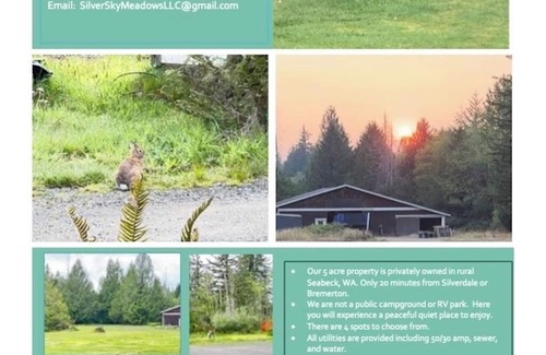 Seabeck RV Rental | RV Spaces with hookups, 5 private country acres, 20 min to town, Family friendly