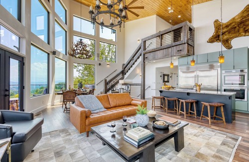 Sevierville Cabin | Skyline Sanctuary | Indoor Pool, Game Room, Firepit, Mountain Views, Luxe Design