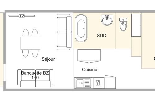 Les Saisies Apartment | Studio cabine au centre des Saisies avec balcon, pour 5 personnes, proche commerces, exposé sud - FR-1-594-109