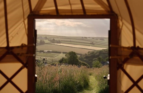 Lanteglos Cabin | Stunning Yurt 'Gribben' with use of wood fired hot tub