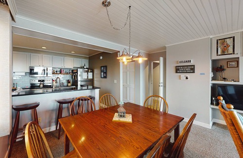 Maple City Condo | Tasteful Glen Arbor condo with beautiful Lake Michigan views, deck & fireplaces