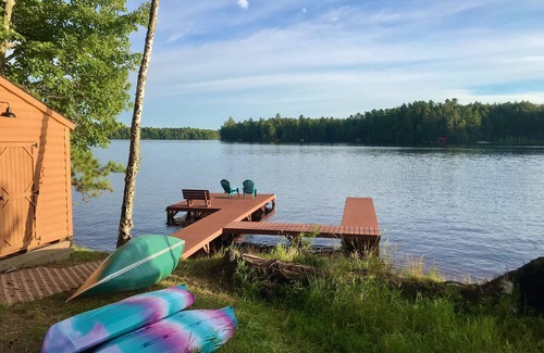 Three Lakes House | Three Lakes Chain! Lakefront Cabin with Private Dock/Gameroom/Firepit/Kayak/SUP