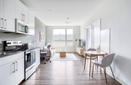 St. Elizabeth's Apartment | Trendy Brighton 1BR w/W/D, Gym, near T, Shops + Dining, by Blueground