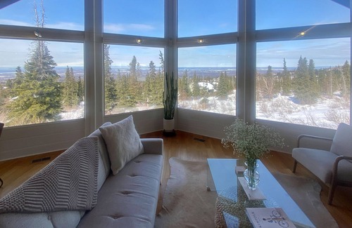 Hillside East House | Vibrant mountain view home with fireplace, game room, gas grill, deck & W/D